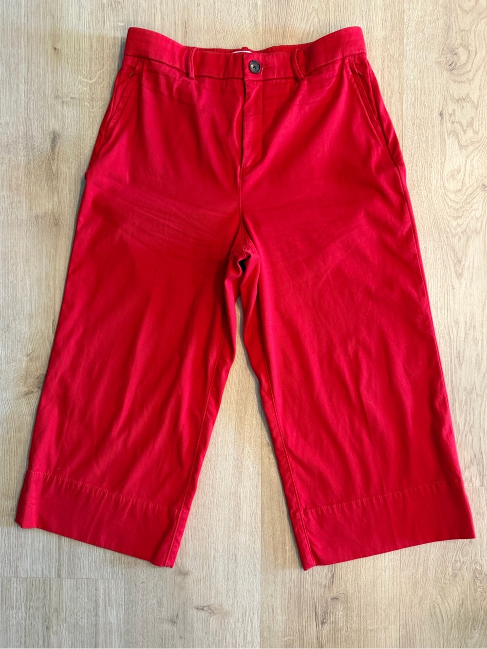 Women’s SPANX Red Cropped Wide-leg Pants Size XL Stretch Zip Pockets